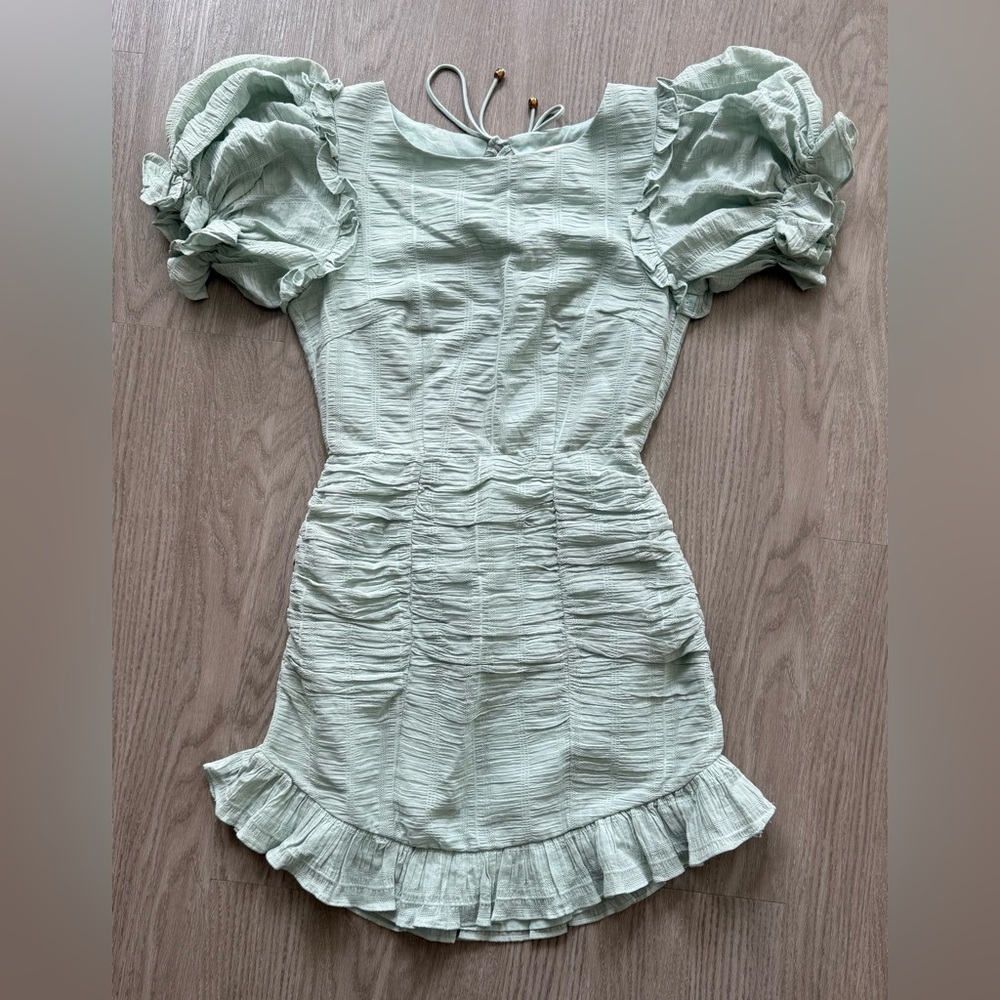 Saints + Secrets Size XS Pastel Green Ruffle Mini Dress NWOT